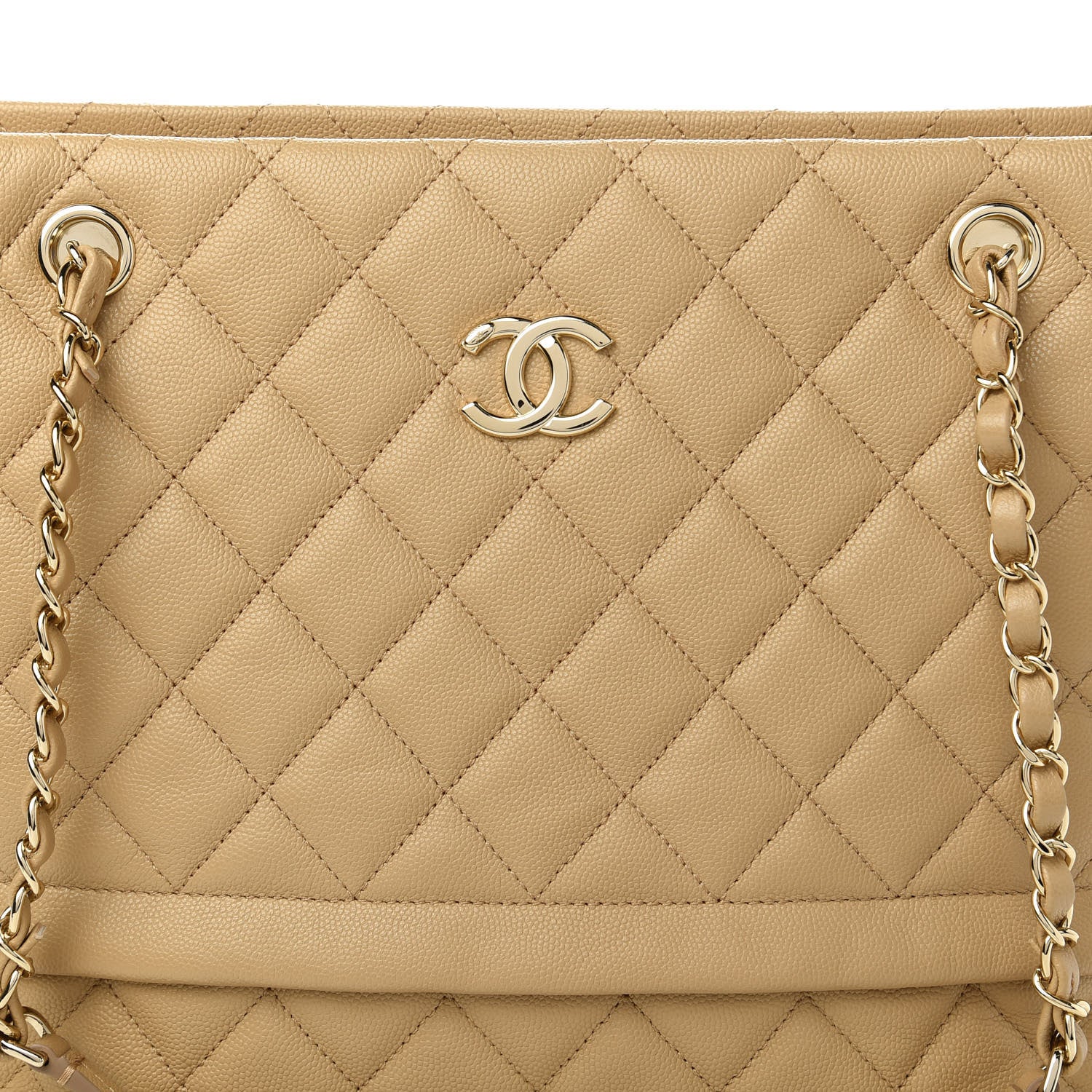 Chanel Caviar Quilted Rolled Up Tote Beige 10 of 11