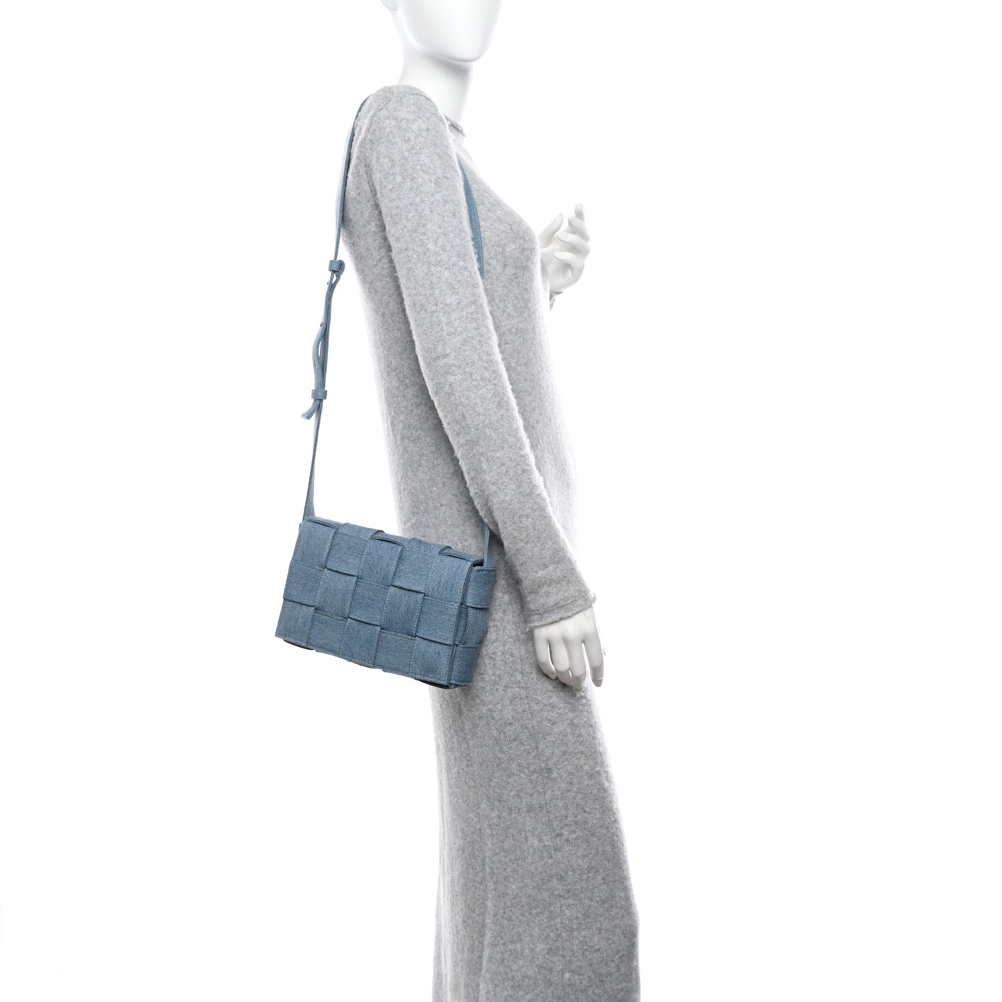 Denim Maxi Intrecciato Cassette Crossbody Bag Washed Indigo