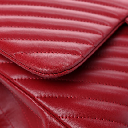 Chanel Lambskin Chevron Quilted Jumbo Double Flap Dark Red 17 of 19