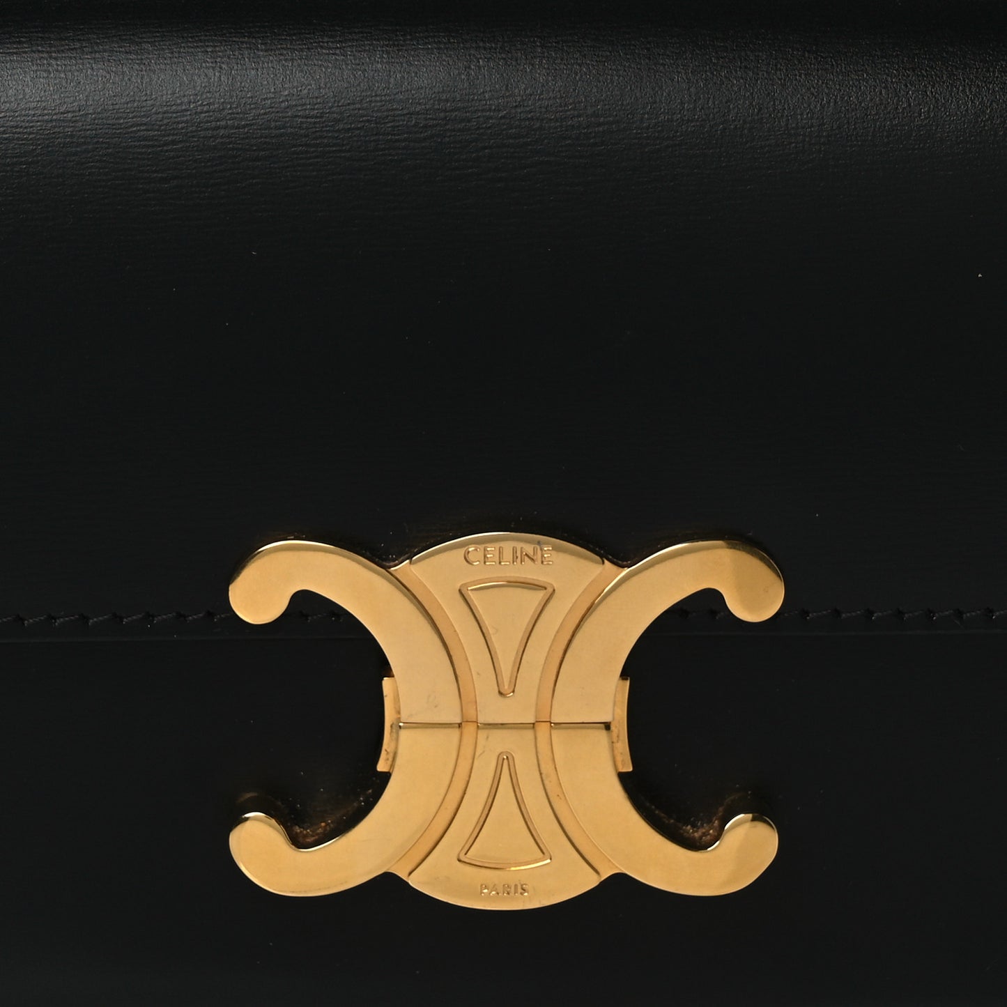 Shiny Calfskin Triomphe Shoulder Bag Black