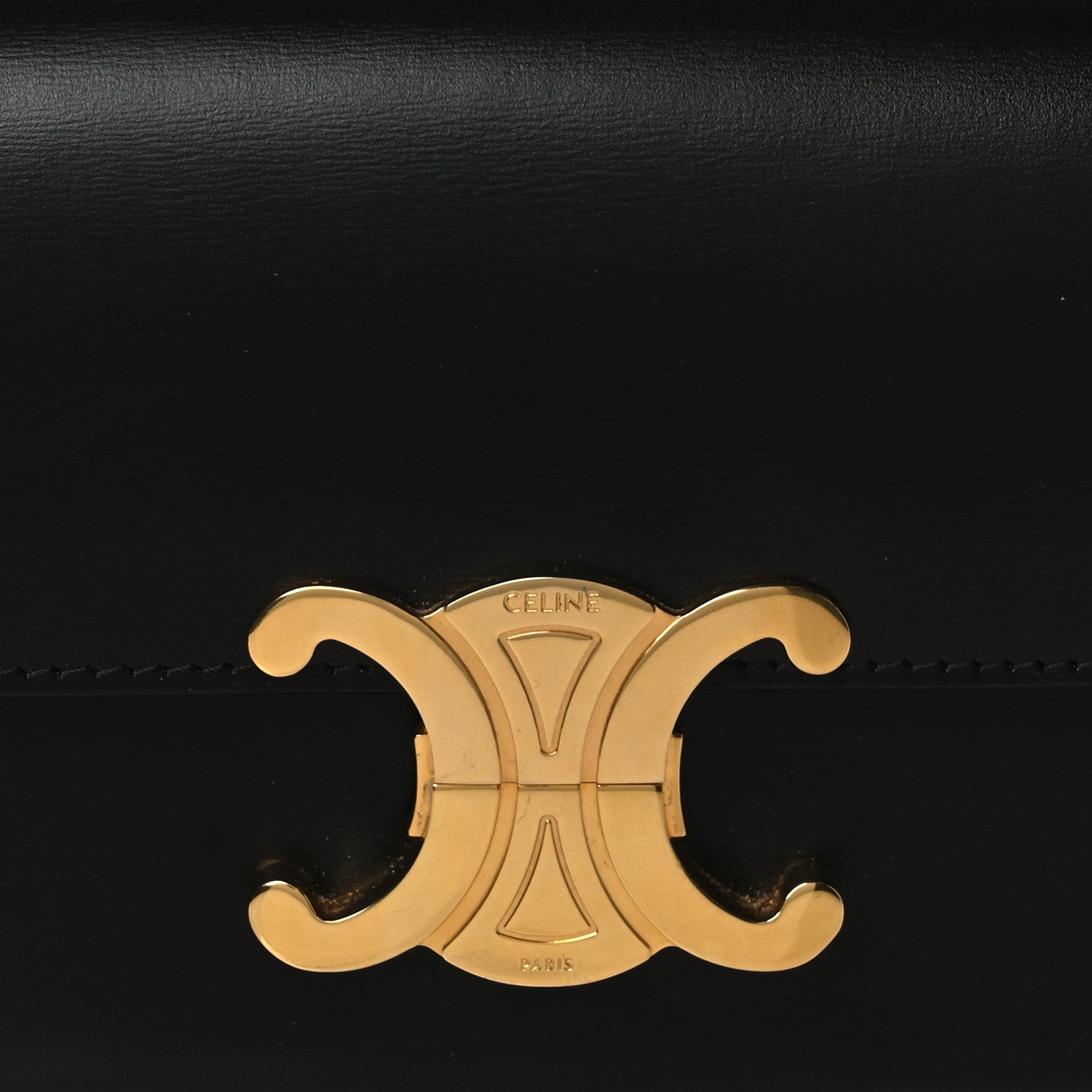 Celine Shiny Calfskin Triomphe Shoulder Bag Black 7 of 10