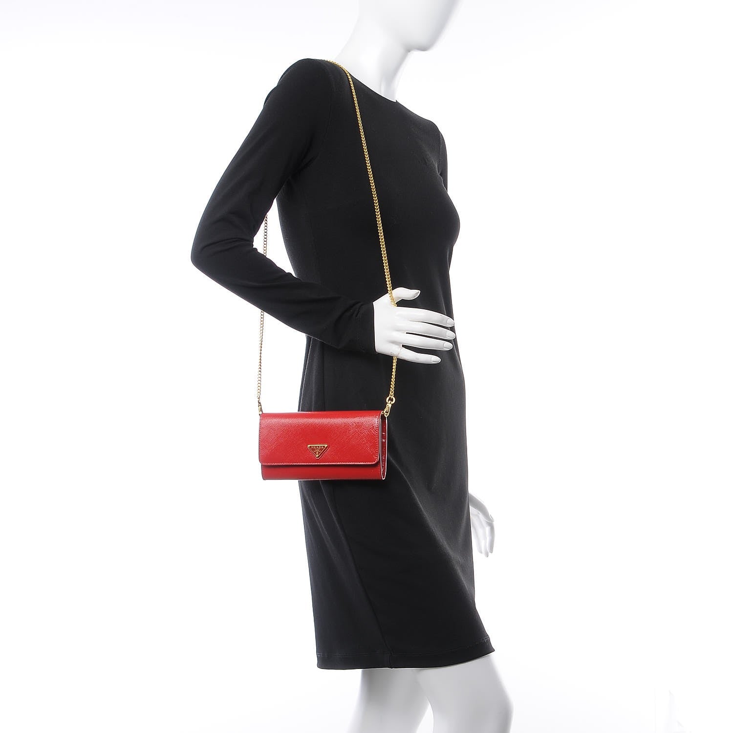 Prada Saffiano Vernice Mini Bag Rosso 2 of 8