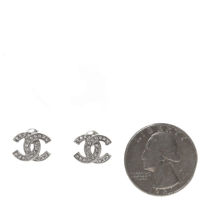 Chanel Crystal Timeless CC Earrings Silver 2 of 7