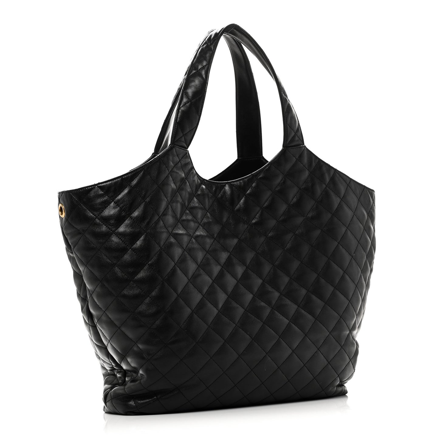Lambskin Quilted Maxi Icare Shopping Tote Black