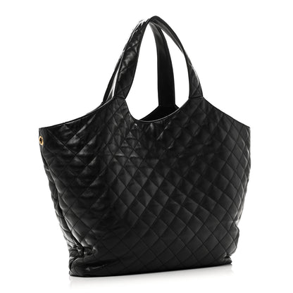 Saint Laurent Lambskin Quilted Maxi Icare Shopping Tote Black 4 of 11