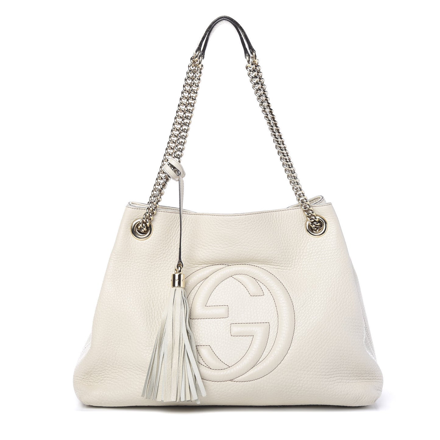 Pebbled Calfskin Medium Soho Chain Shoulder Bag Off White