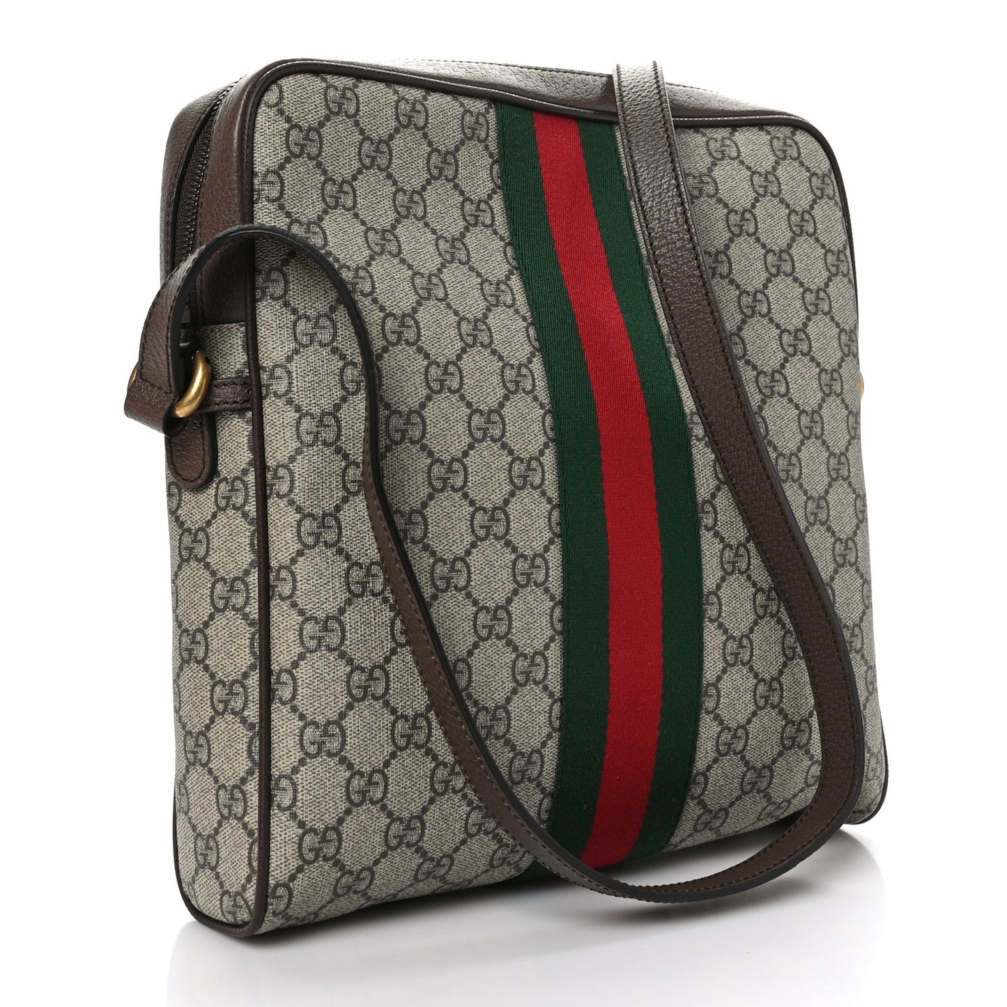 GG Supreme Monogram Web Medium Ophidia Messenger Bag Brown