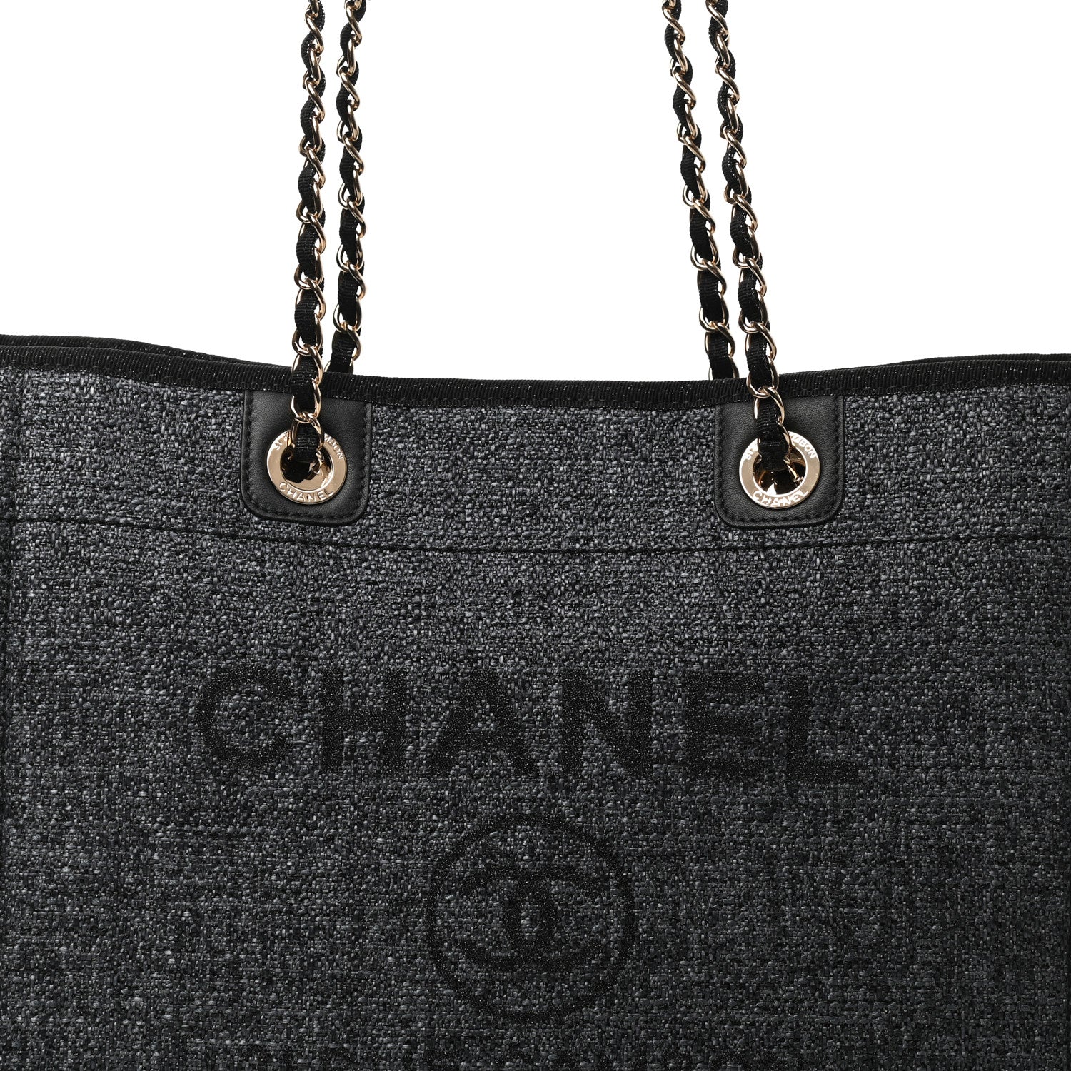 Chanel Woven Straw Raffia Small Deauville Tote Charcoal 8 of 10