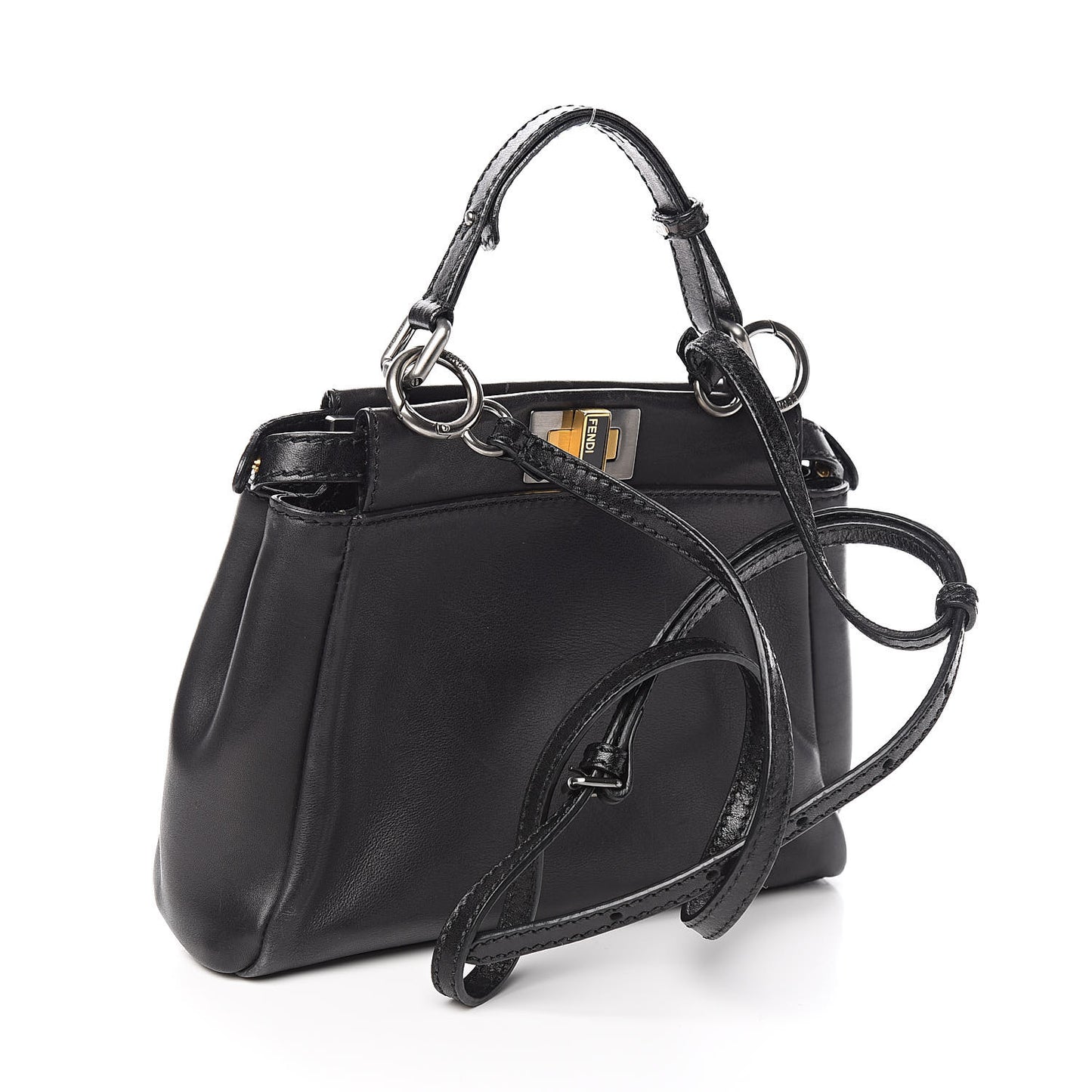 Vitello Saddle Mini Peekaboo Iconic Satchel Black