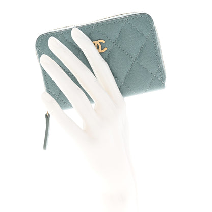 Chanel Iridescent Caviar Quilted Zip Coin Purse Light Blue 2 of 8