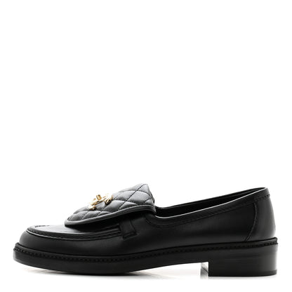 Chanel Lambskin Quilted CC Turnlock Loafers 37 Black 1 of 10