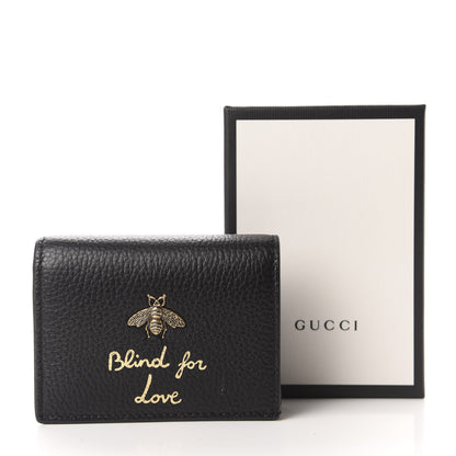 Gucci Pebbled Calfskin Animalier Card Case Black 8 of 8