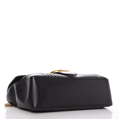 Gucci Calfskin Matelasse Maxi GG Marmont Top Handle Shoulder Bag Black 4 of 10