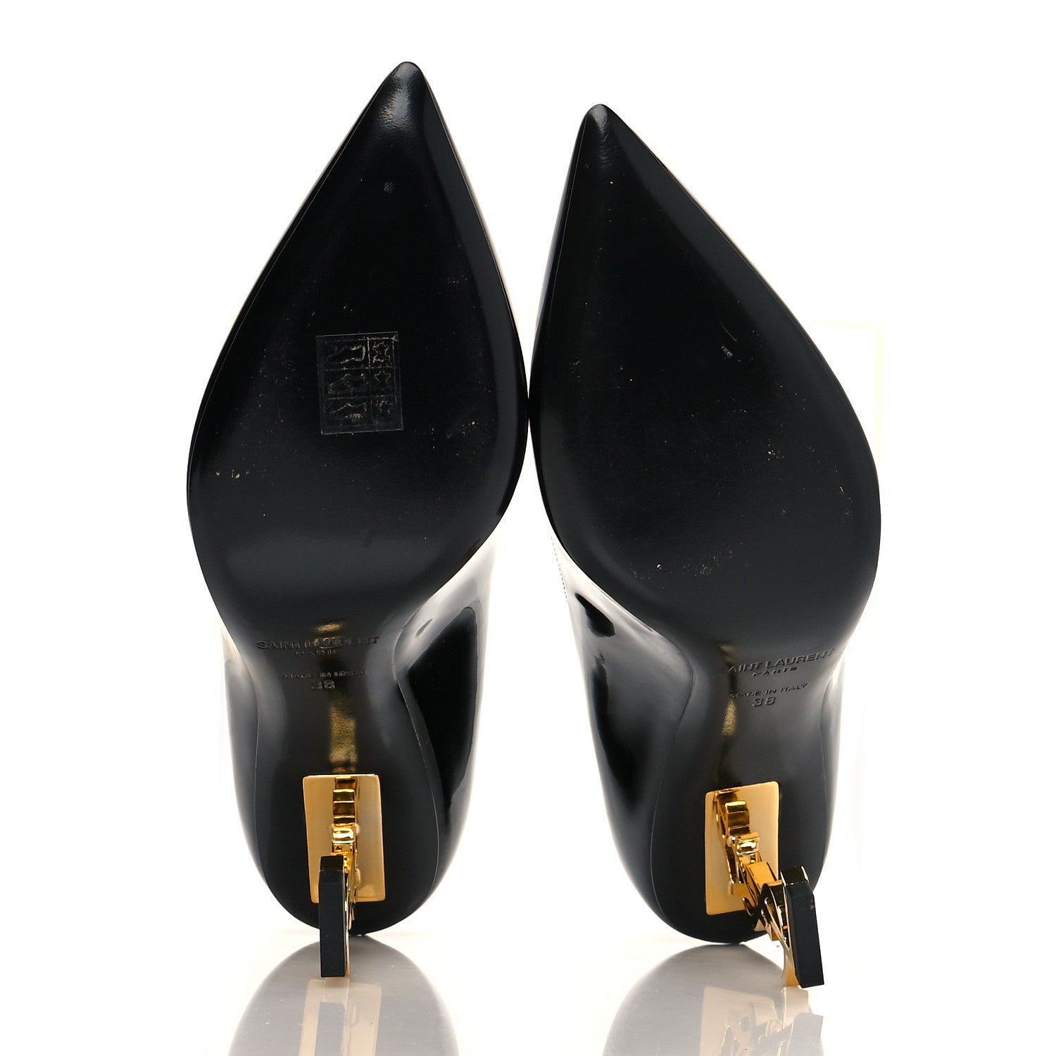 Saint Laurent Patent Calfskin Opyum 85 Pumps 38 Black Gold 5 of 9