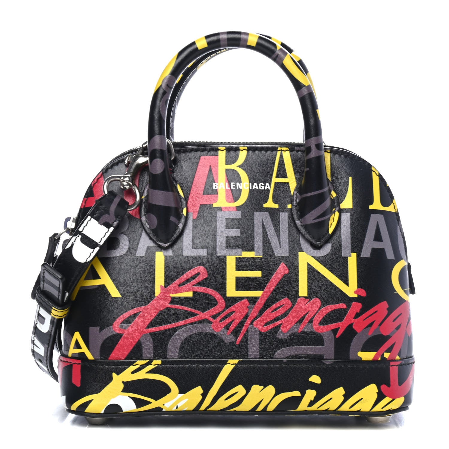 Balenciaga Calfskin Logo Print XXS Ville Top Handle Bag Black Multicolor 1 of 4