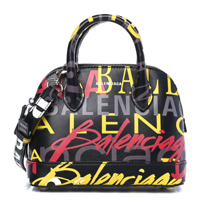 Balenciaga Calfskin Logo Print XXS Ville Top Handle Bag Black Multicolor 1 of 4