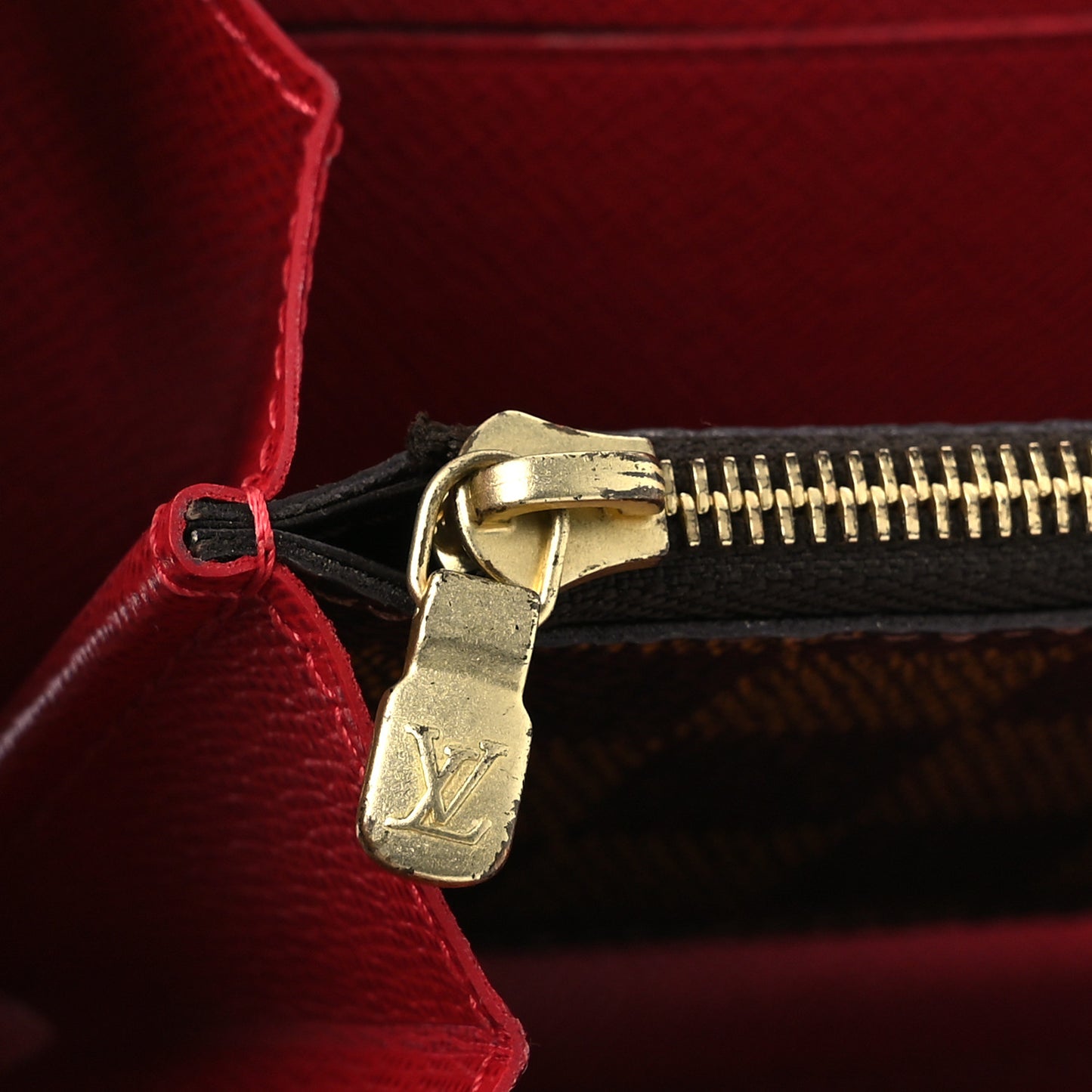 Damier Ebene Clemence Wallet Cherry