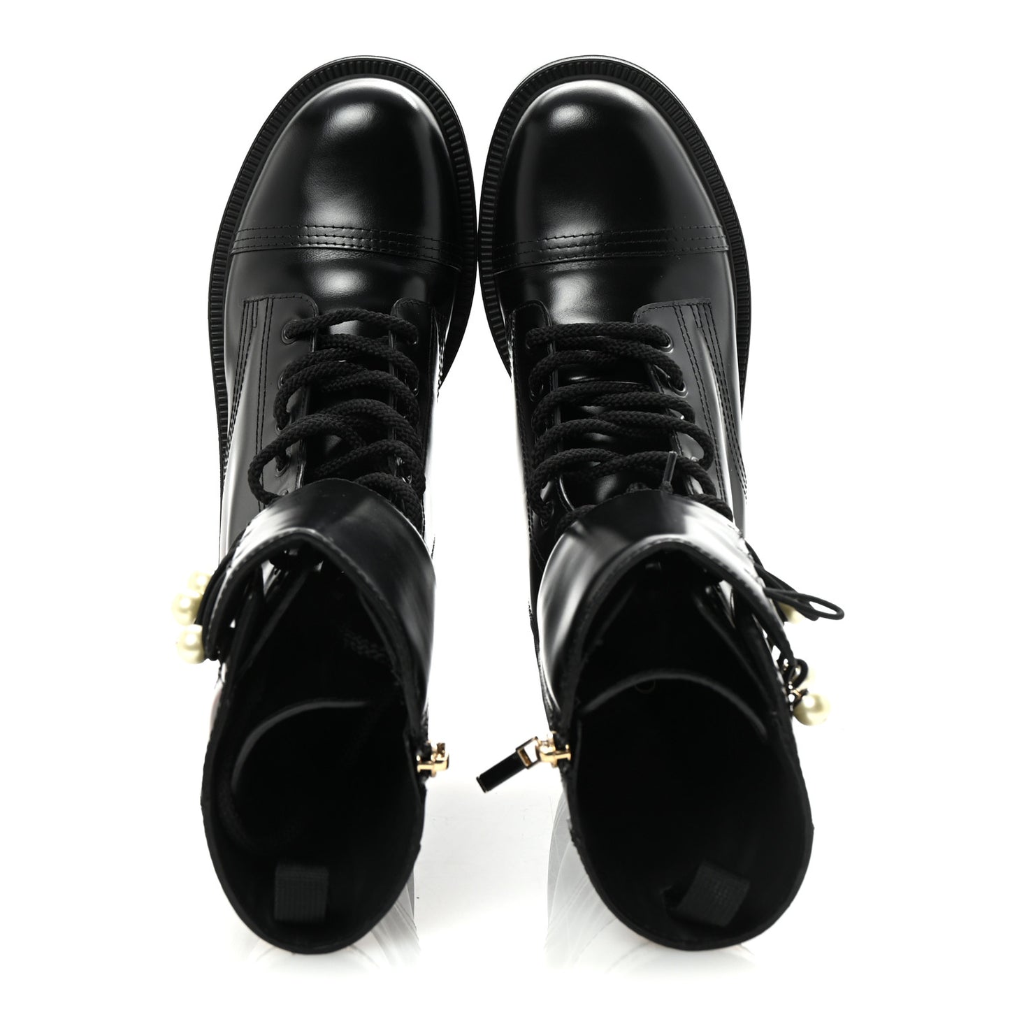 Calfskin Pearl D-Strike Ankle Boots 40 Black