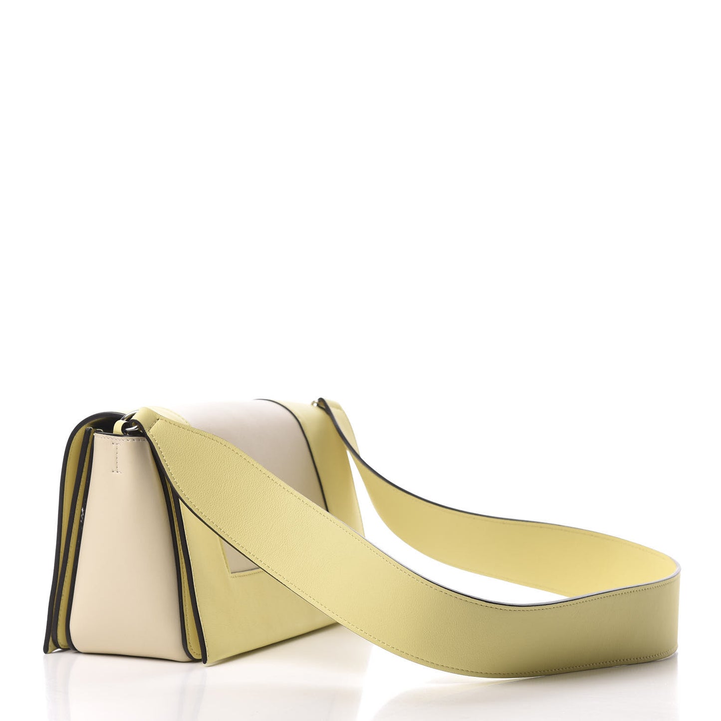 Shiny Smooth Calfskin Medium Frame Shoulder Bag Beige Yellow