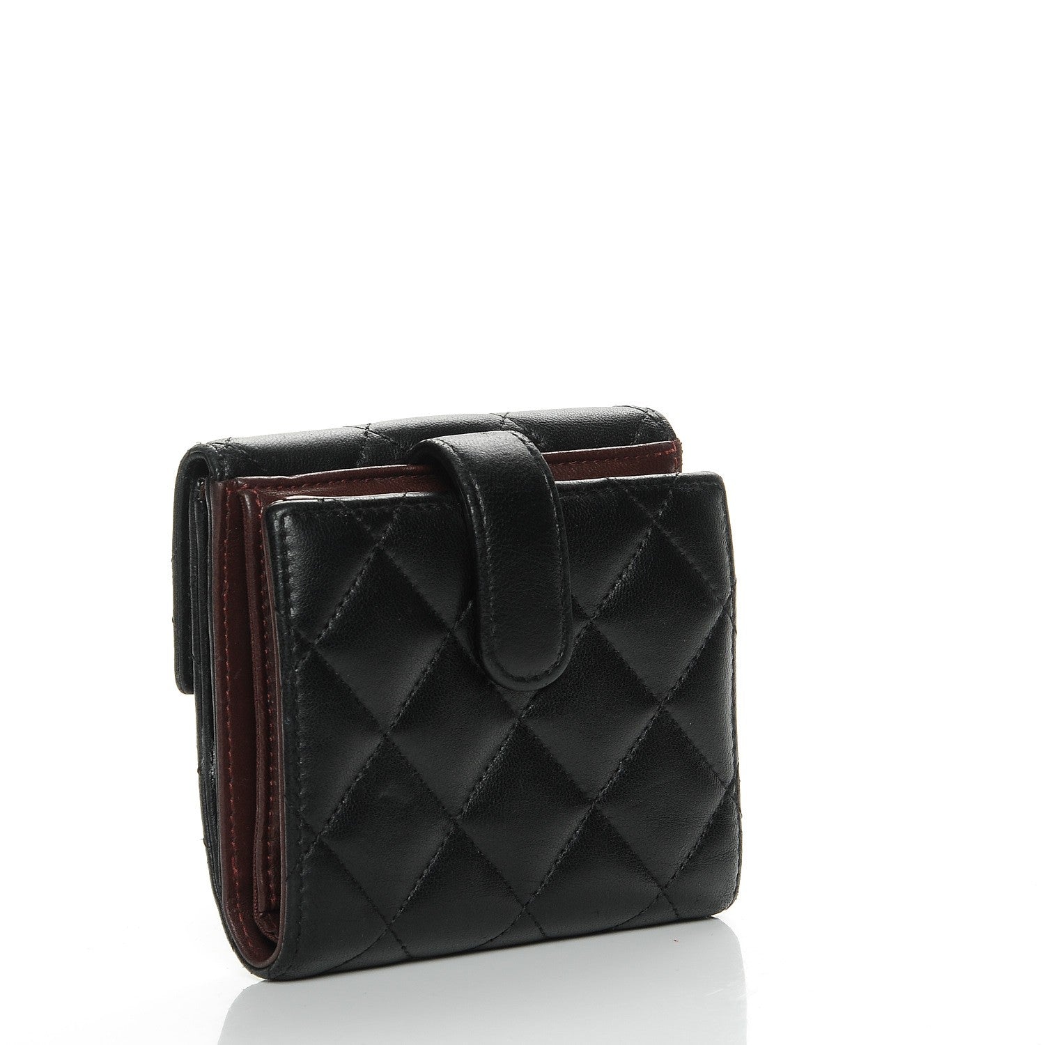 Chanel Lambskin Quilted Compact French Flap Wallet Black 3 of 9