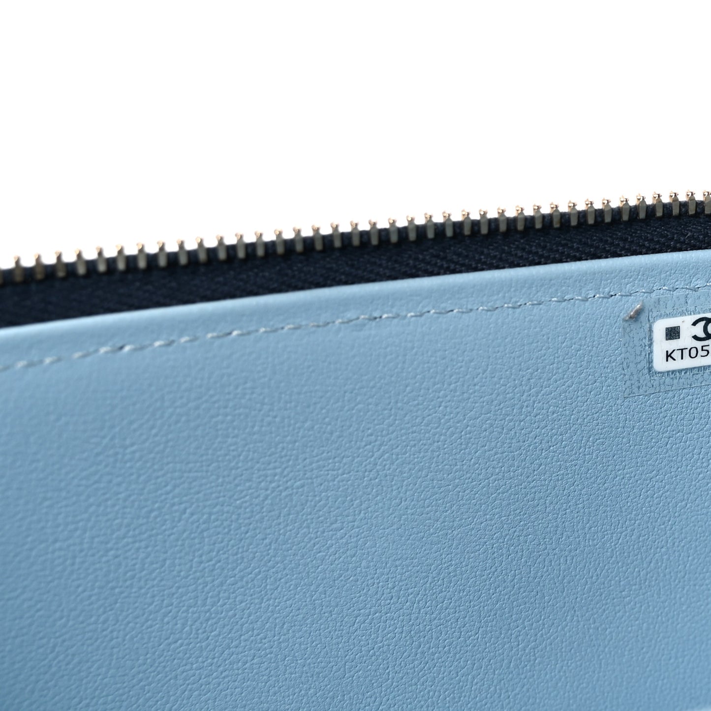 Lambskin Quilted Small Top Handle Vanity Case With Chain Dark Blue Light Blue