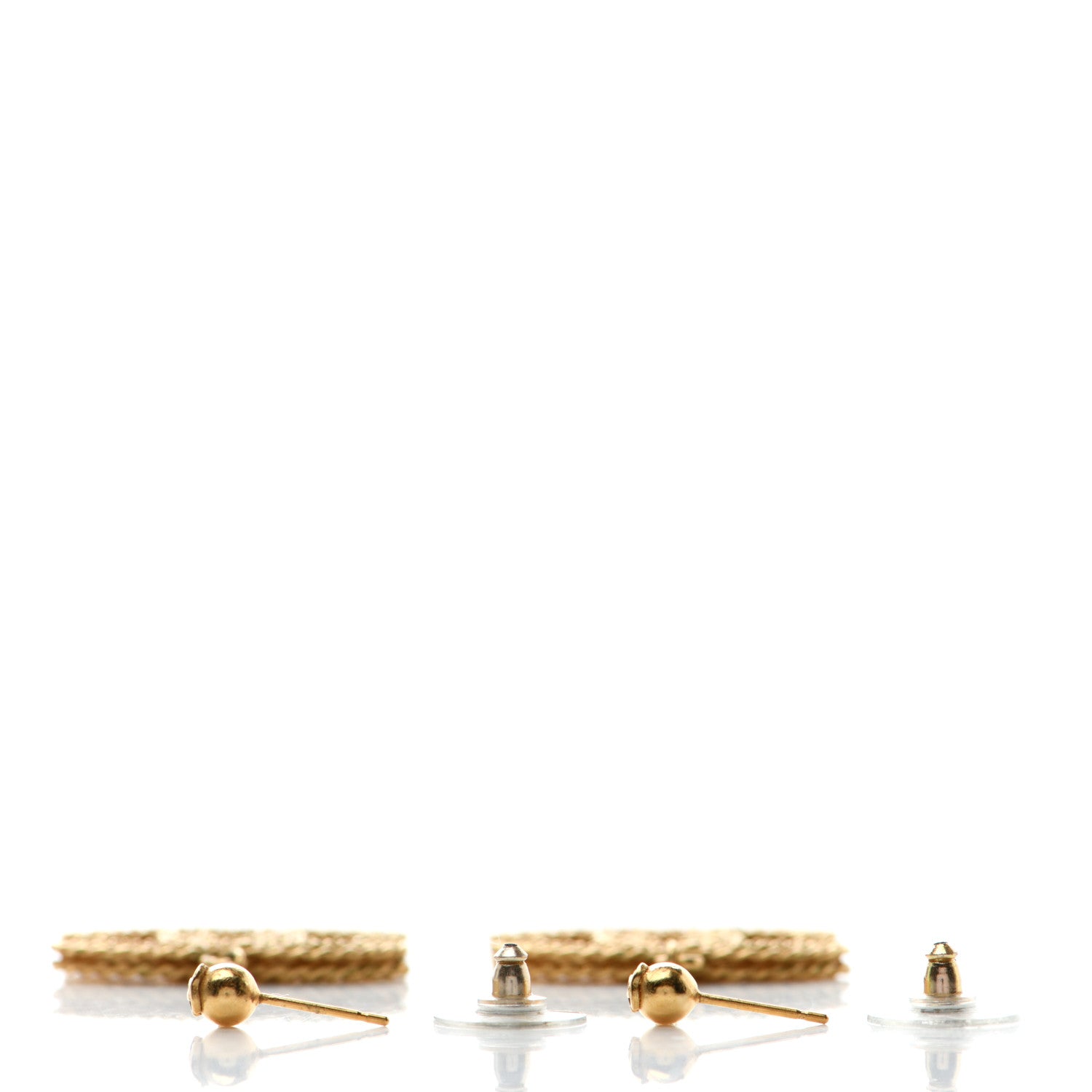Chanel CC Drop Earrings Matte Gold 4 of 4