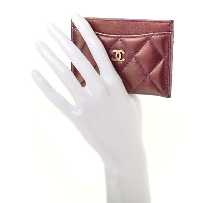 Chanel Iridescent Lambskin Quilted Card Holder Purple 2 of 8