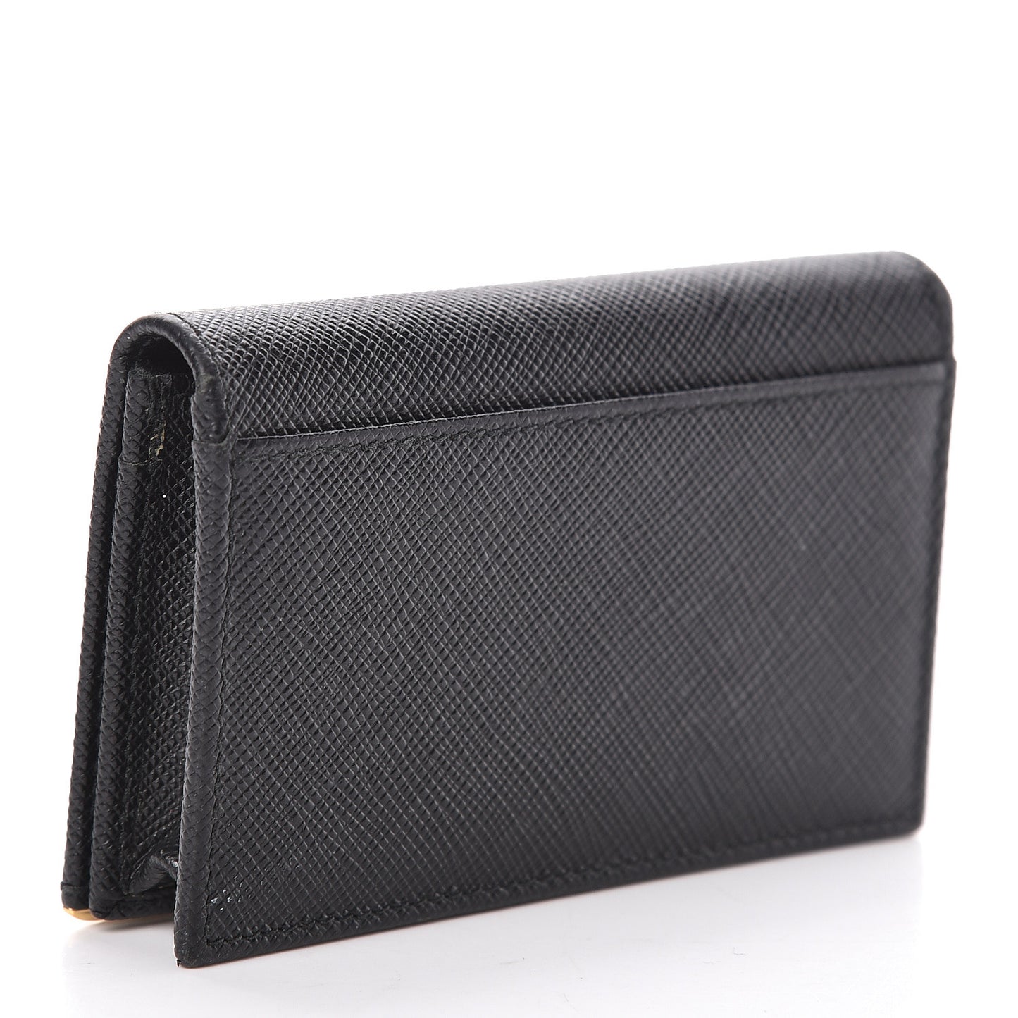 Saffiano Metal Bar Business Card Holder Black