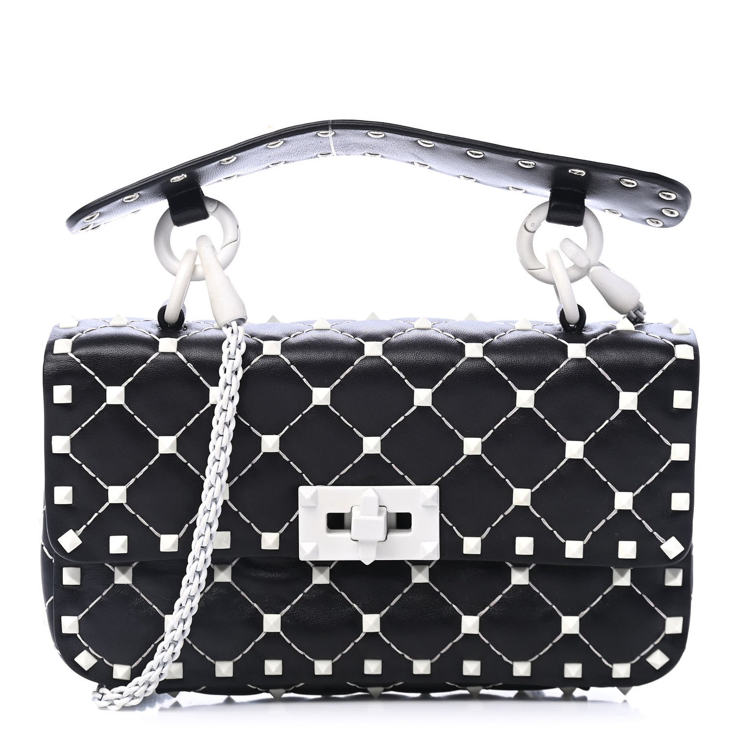 Lambskin Small Free Rockstud Spike Shoulder Bag Black