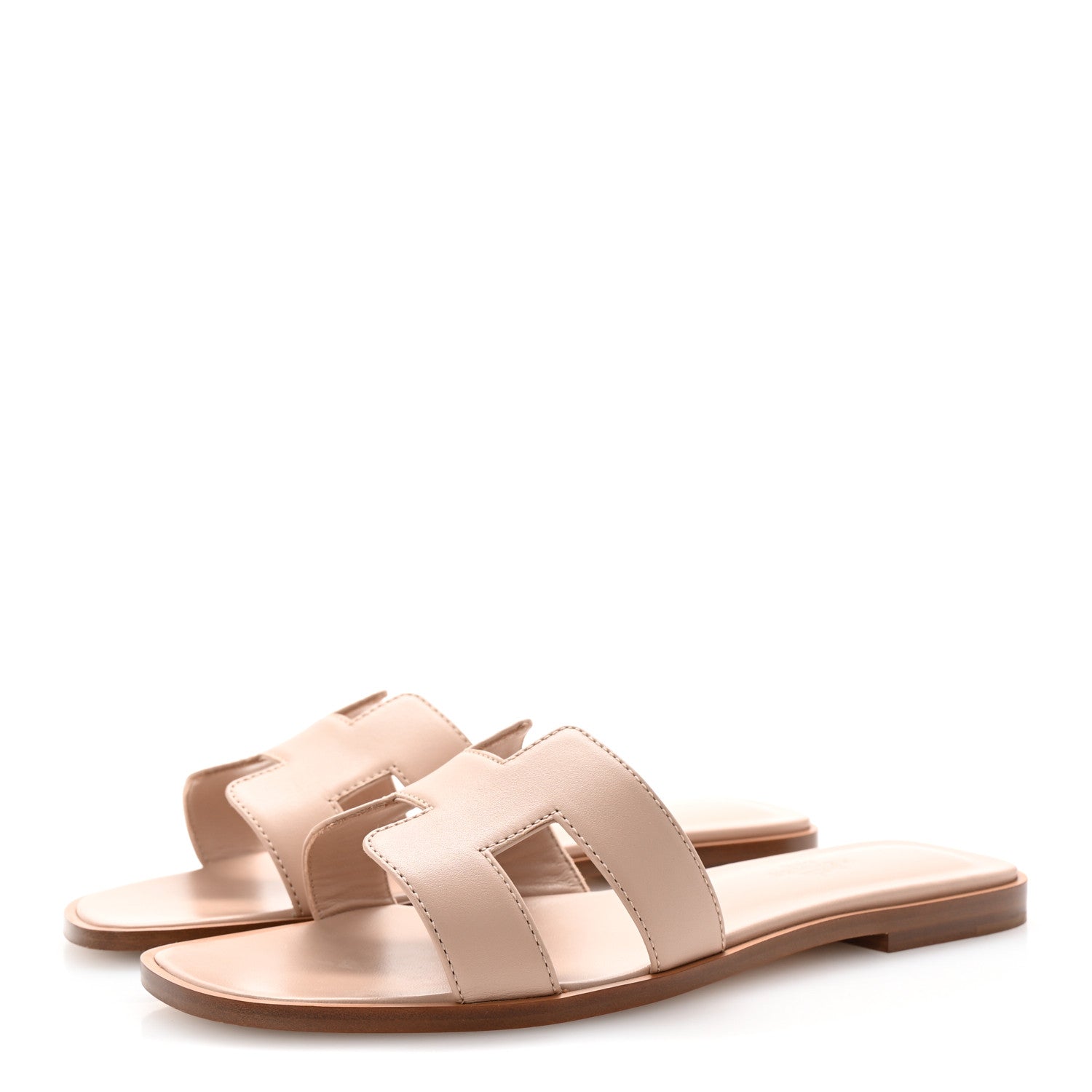 Hermes Box Calfskin Oran Sandals 37.5 Rose Pale 4 of 10