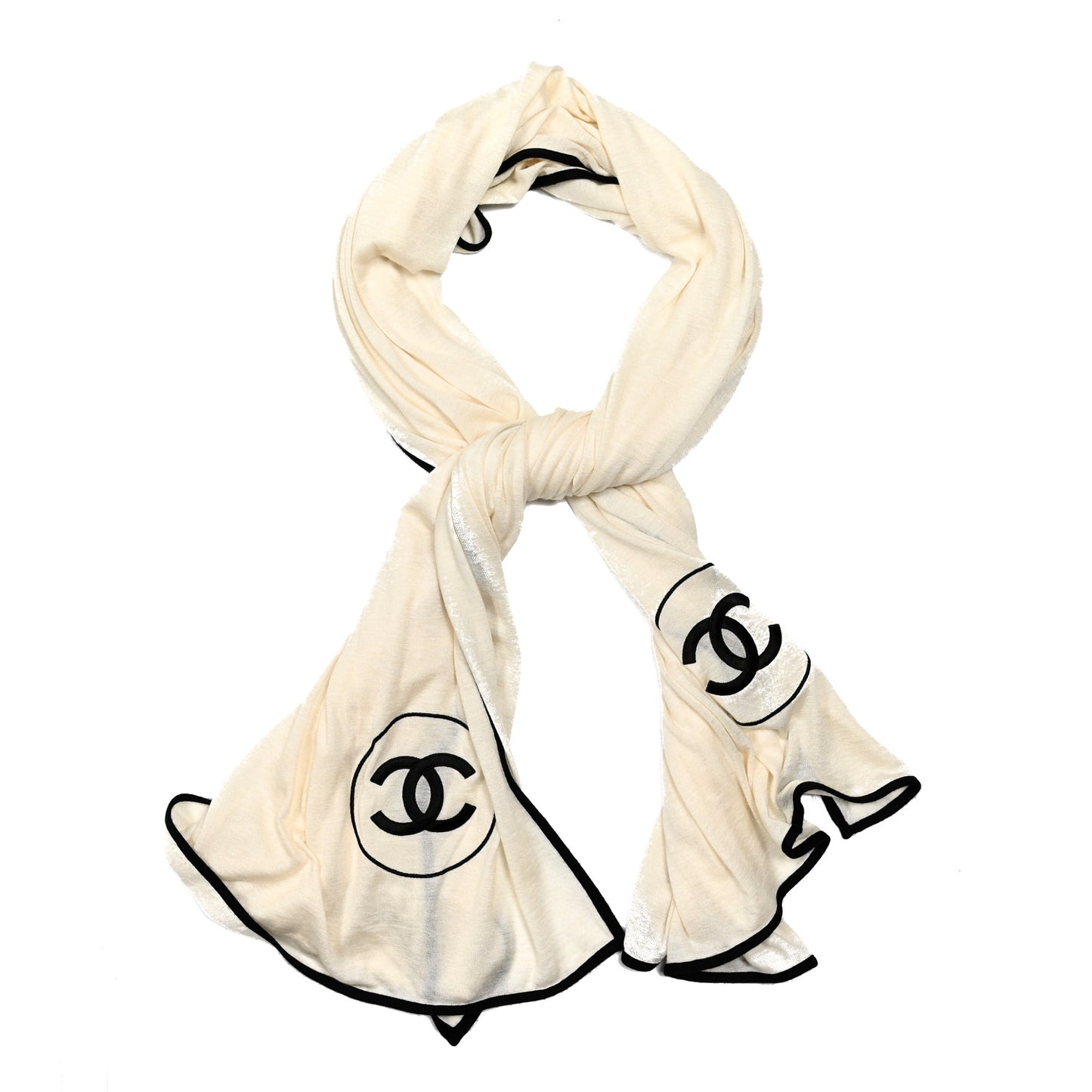 Cashmere Silk CC Scarf White Black