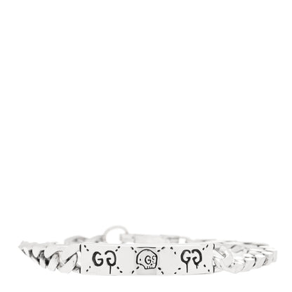 Gucci Sterling Silver GucciGhost Hamlet Skull ID Chain Bracelet 1 of 4