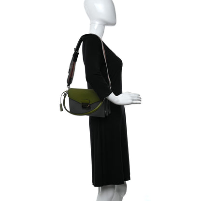 Prada Saffiano Lux Bi-Color Sound Shoulder Bag Mercurio Edera 2 of 7