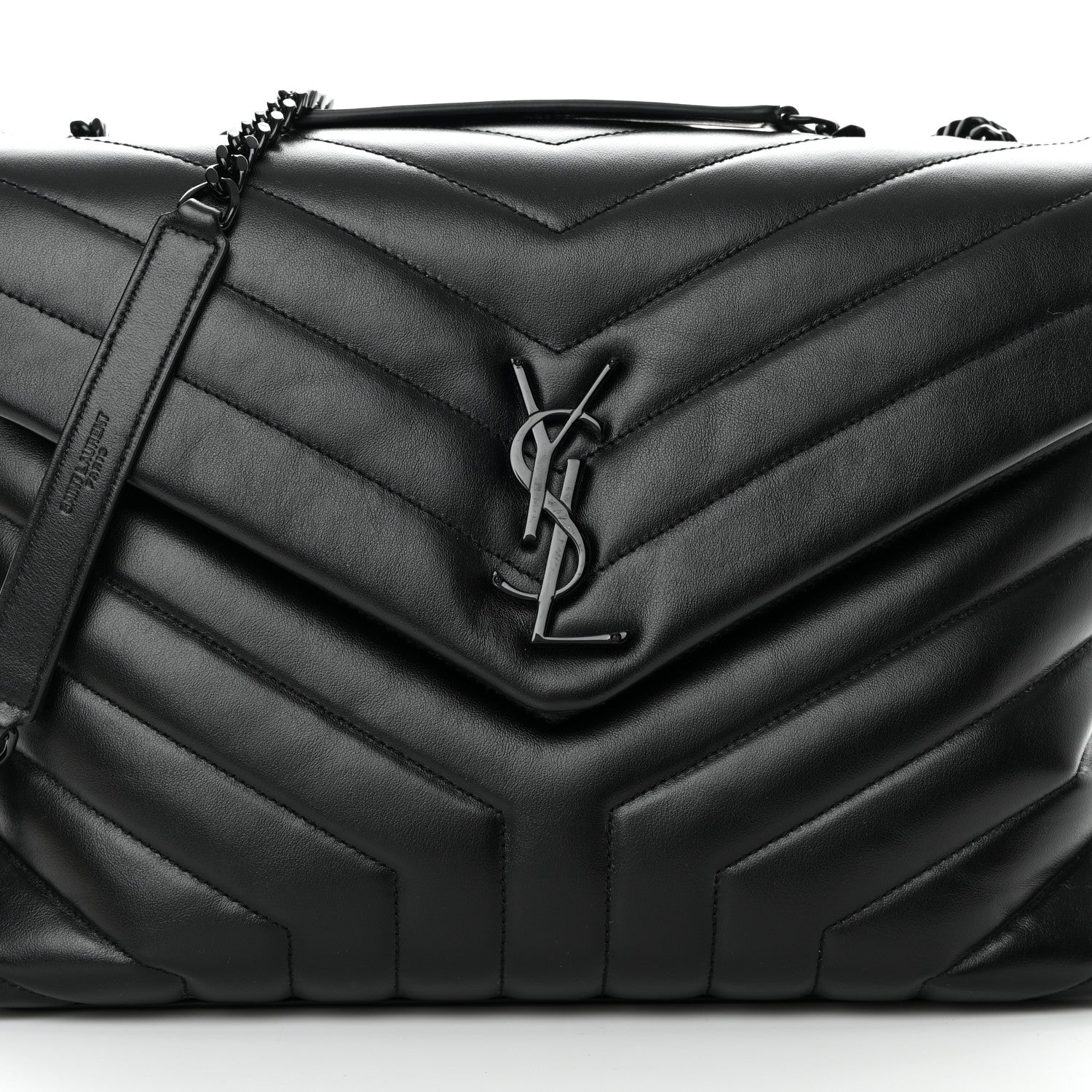 Saint Laurent Calfskin Y Quilted Monogram Monochrome Medium Loulou Chain Satchel Black 8 of 13