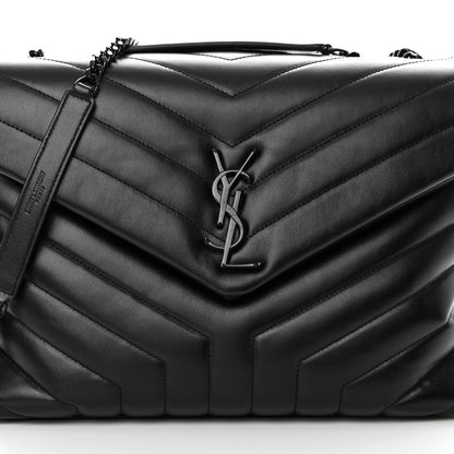Saint Laurent Calfskin Y Quilted Monogram Monochrome Medium Loulou Chain Satchel Black 8 of 13