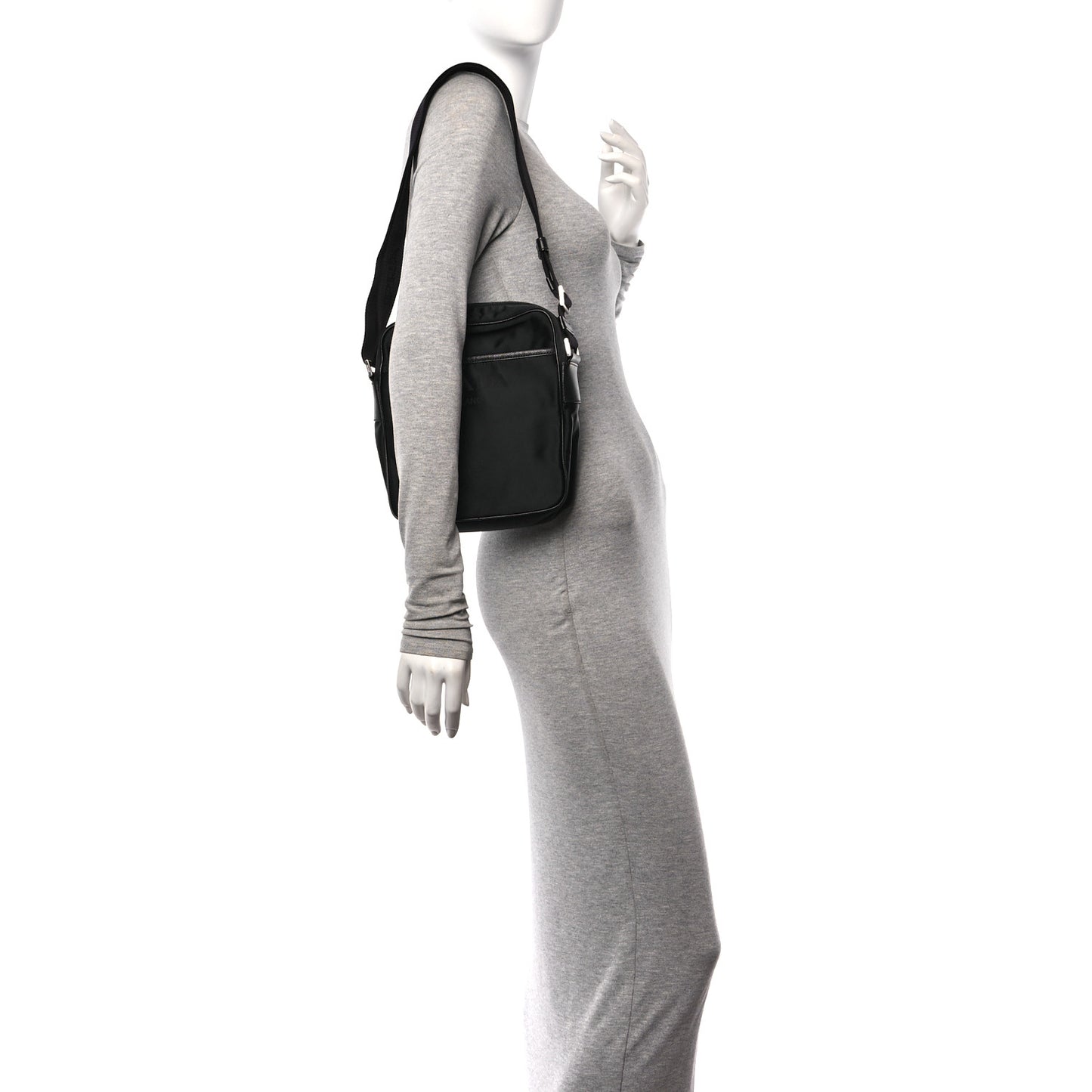 Tessuto Nylon Saffiano Logo Messenger Bag Black