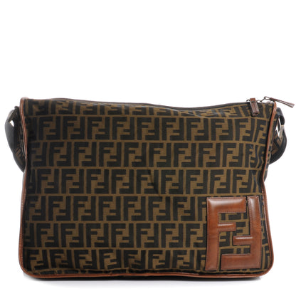Fendi Zucca Vitello Patchwork Shoulder Flap Bag Tobacco Sabbia 1 of 8
