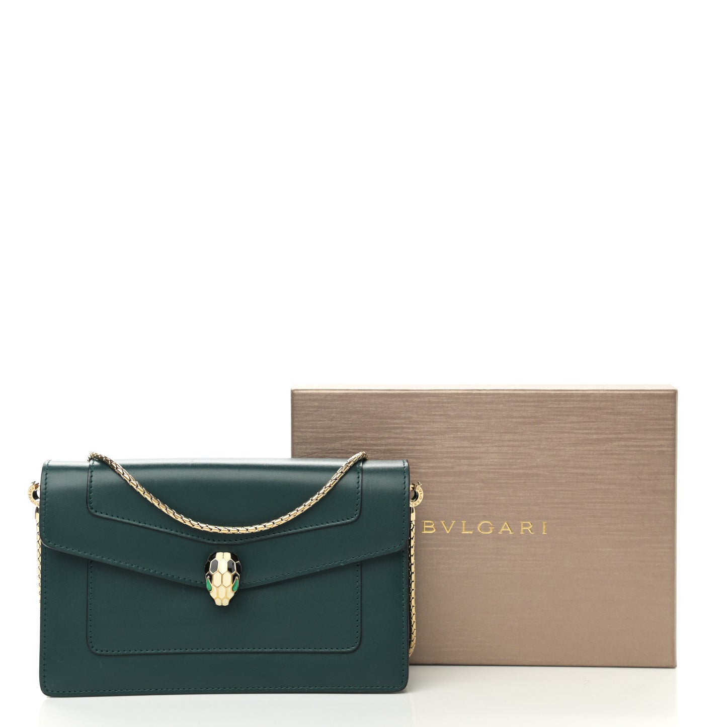 Calfskin Serpenti Forever Chain Pouch Bag Emerald Green