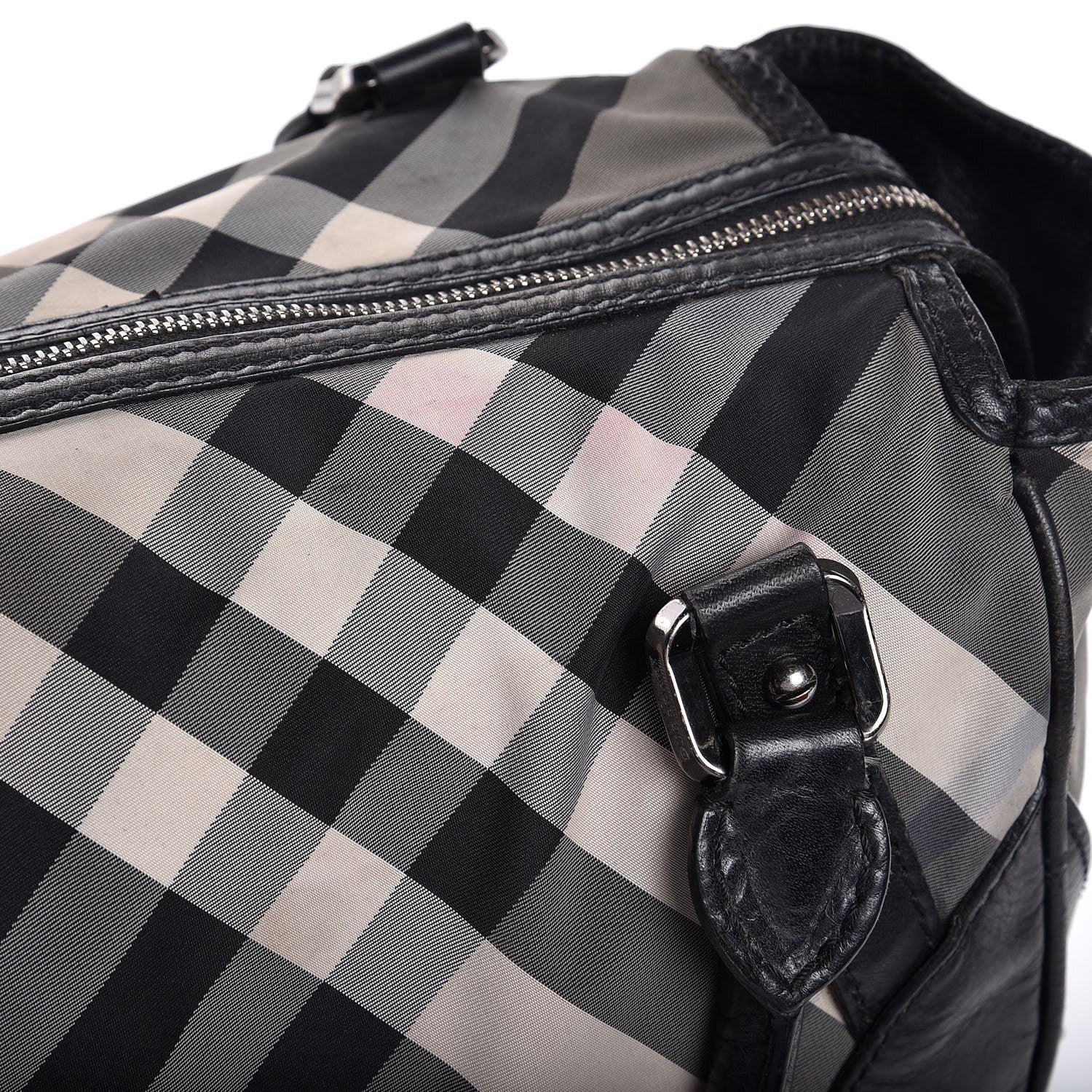 Burberry Nylon Beat Check Studded Medium Edenham Satchel Black 9 of 17