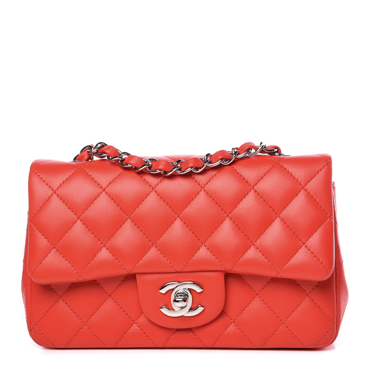 Chanel Lambskin Quilted Mini Rectangular Flap Red 1 of 10