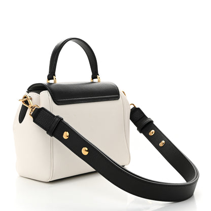 Versace Grainy Calfskin Virtus Small Top Handle Bag White Black 3 of 10