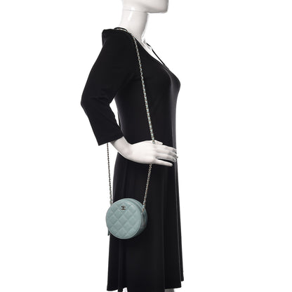 Chanel Caviar Quilted Round Clutch With Chain Light Blue 2 of 11