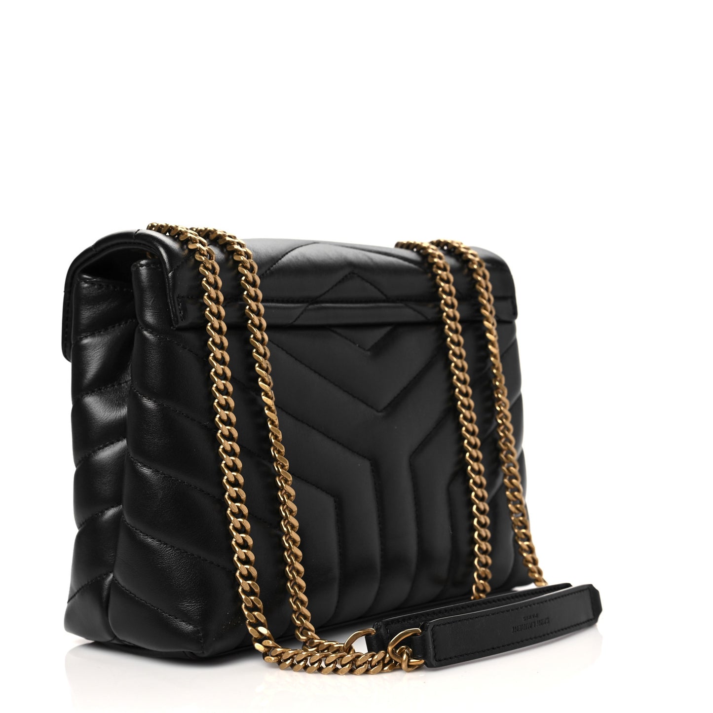 Calfskin Y Quilted Monogram Small Loulou Chain Satchel Black