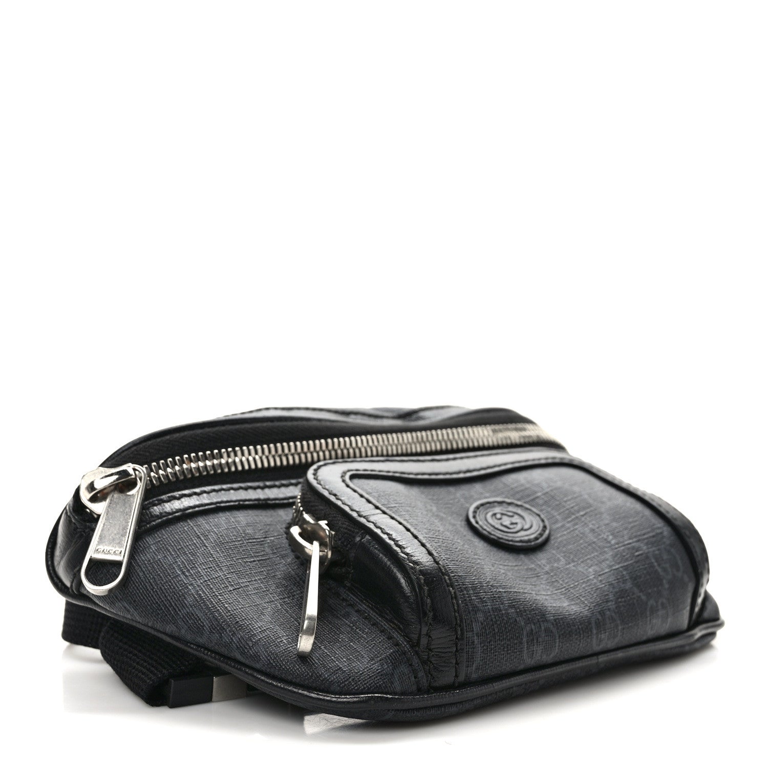 Gucci GG Supreme Monogram Textured Calfskin Retro Interlocking G Belt Bag Black 4 of 8