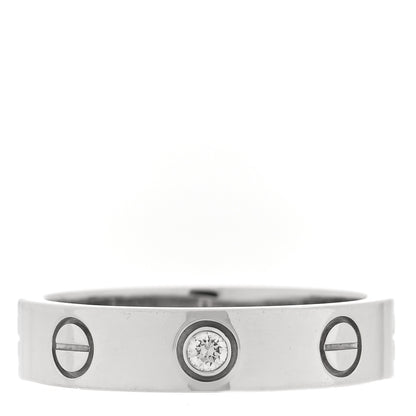 Cartier 18K White Gold Diamond 4mm LOVE Wedding Band Ring 48 4.5 1 of 4