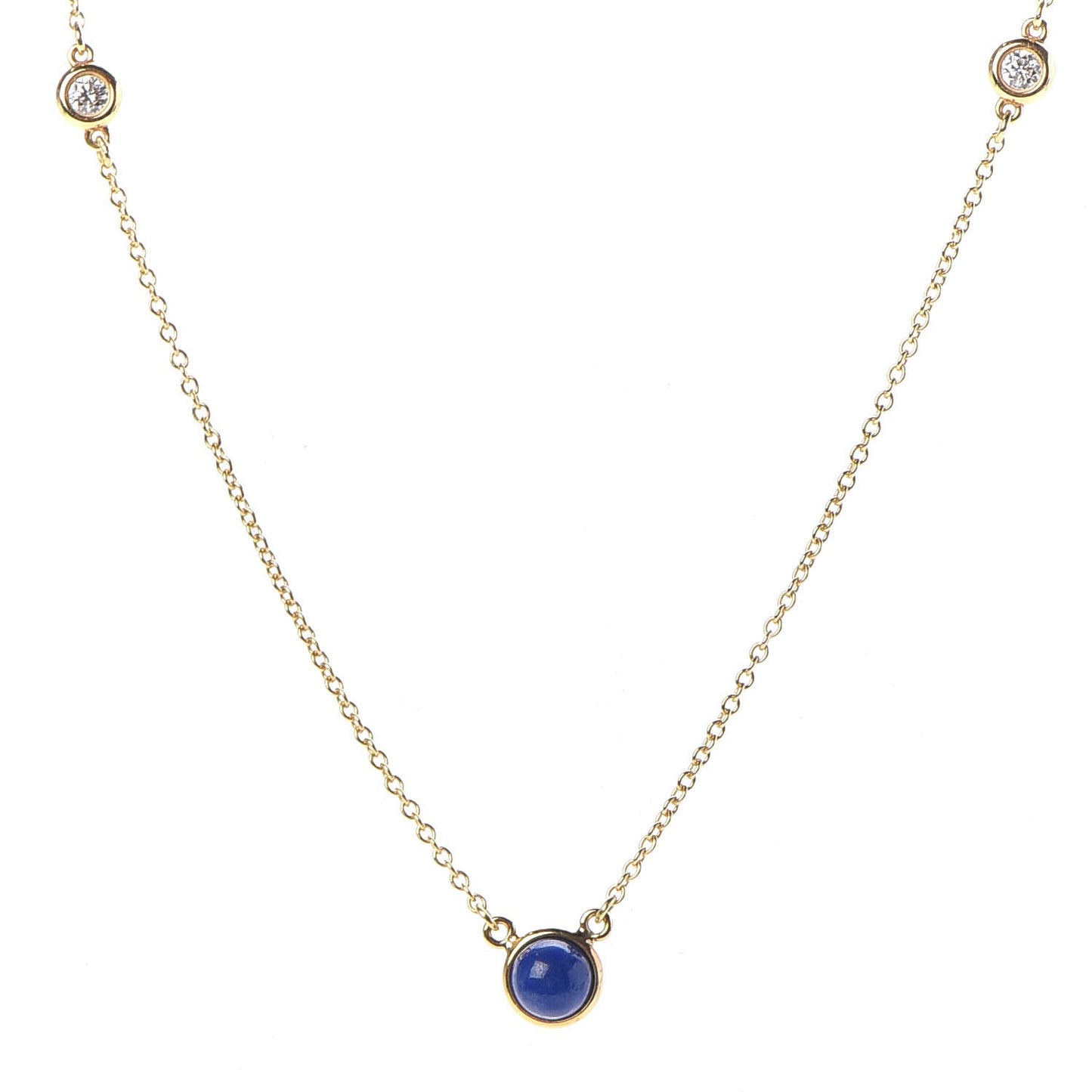 18K Yellow Gold Diamond Lapis Lazuli Elsa Peretti Color By The Yard Station Necklace