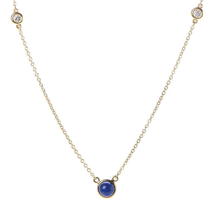 Tiffany 18K Yellow Gold Diamond Lapis Lazuli Elsa Peretti Color By The Yard Station Necklace 1 of 9