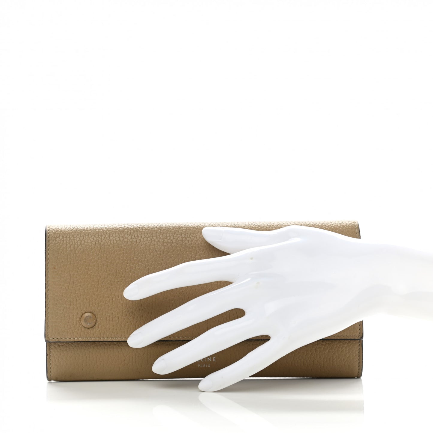 Drummed Calfskin Large Multifunction Flap Wallet Dune