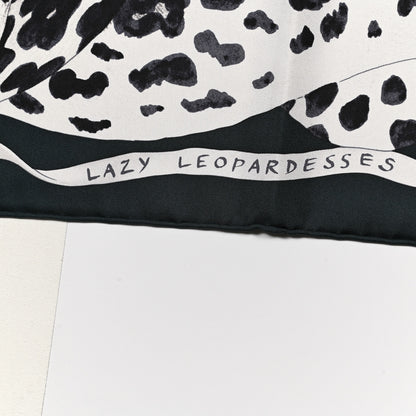 Hermes Silk Twill Lazy Leopardesses Scarf 90 Vert Black Gris 5 of 6