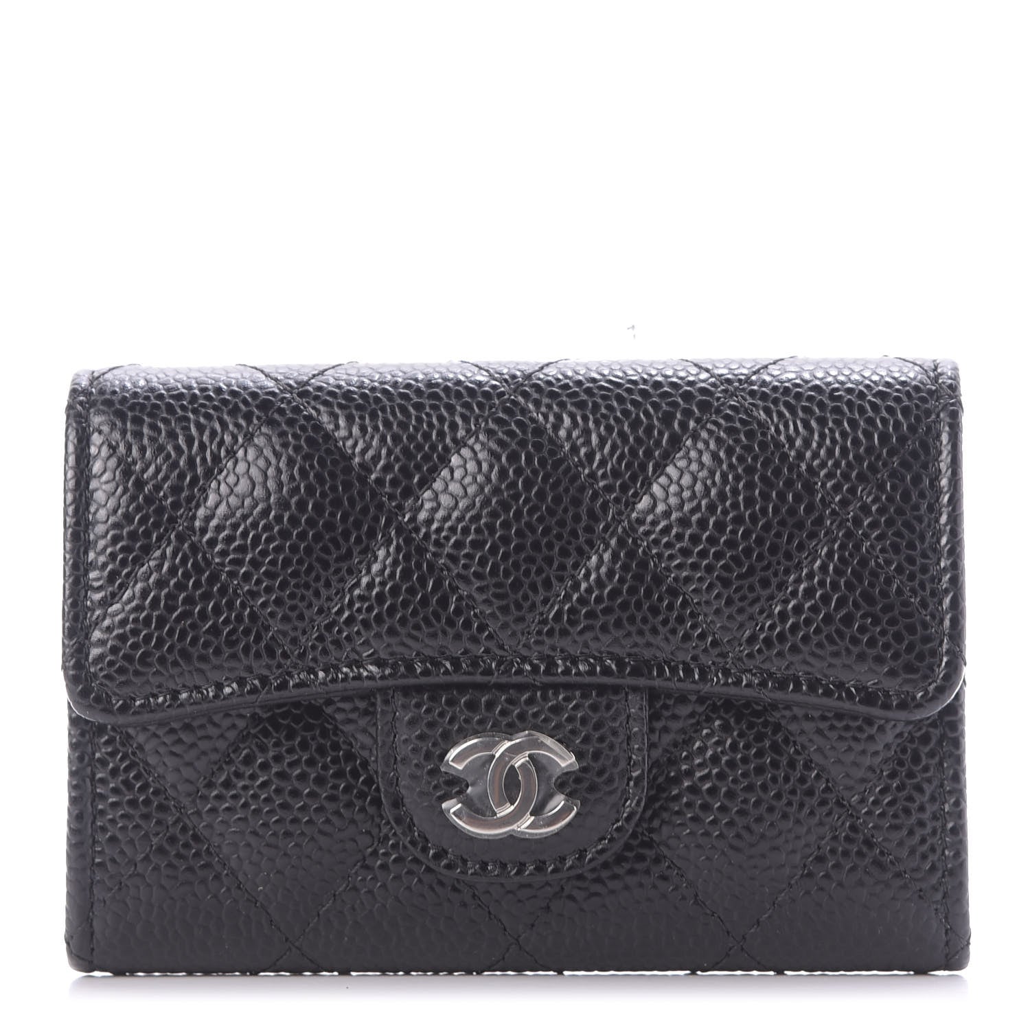 Chanel Caviar Quilted Flap Card Holder Wallet Black 1 of 11